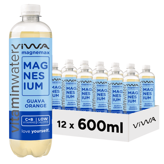 Viwa VitaminWater Magnemax - Bebida Refrescante con Magnesio y Vitaminas C y B. Sabor Guayaba y Naranja - 600ml, Pack de 12
