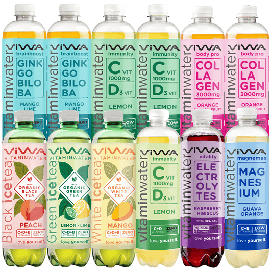 Mix Viwa VitaminWater & Tea - Bebidas Refrescantes con Vitaminas y Minerales de 9 Sabores Diferentes - 600ml, Pack de 12