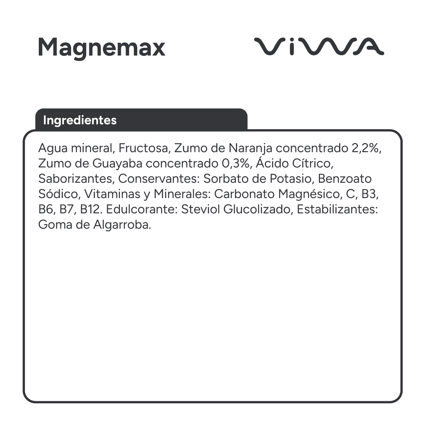 Viwa VitaminWater Magnemax - Bebida Refrescante con Magnesio y Vitaminas C y B. Sabor Guayaba y Naranja - 600ml, Pack de 12
