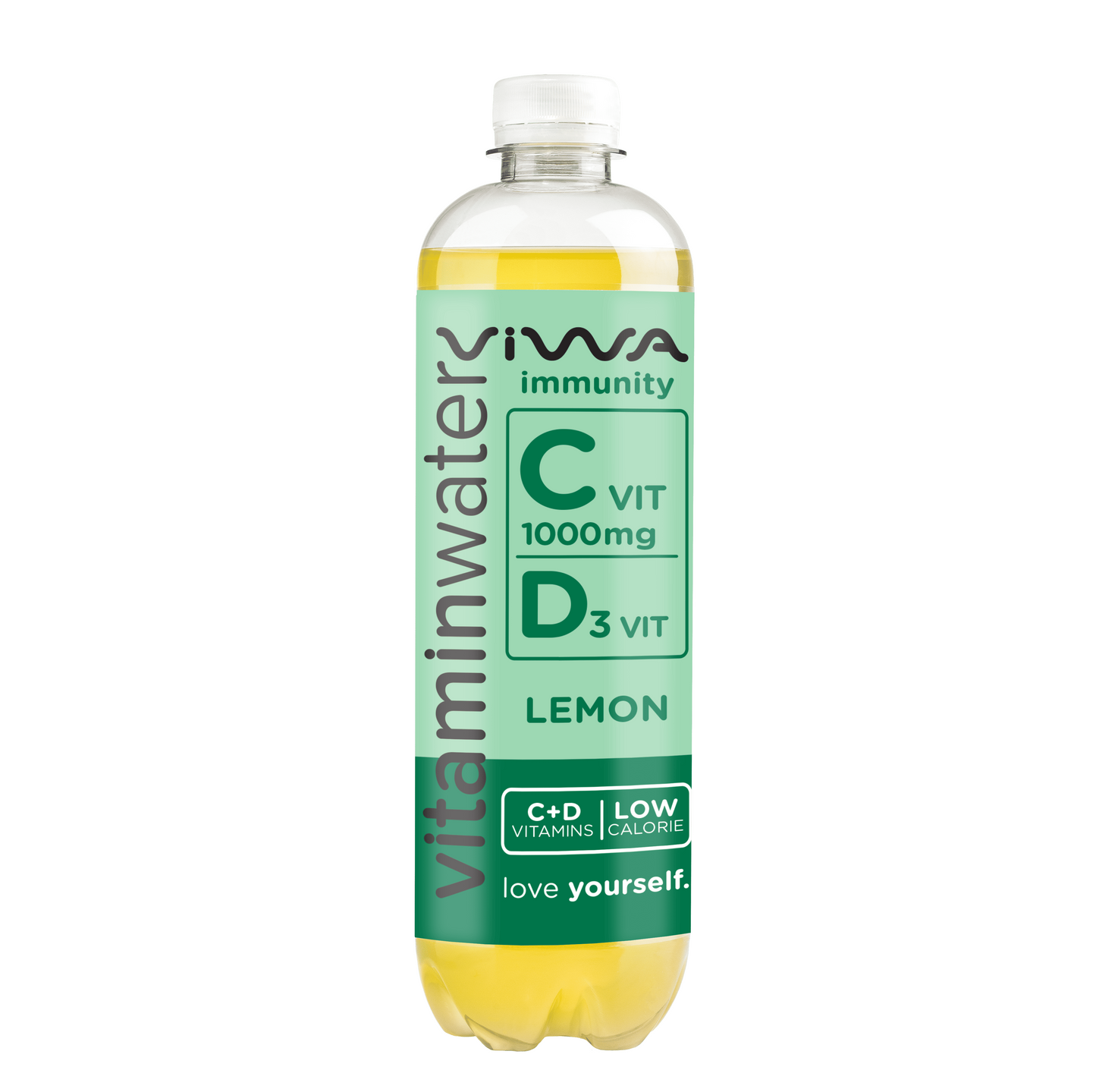 Viwa VitaminWater Immunity Vitaminas C y D3 - Bebida Refrescante con Vitaminas y Minerales sabor Limón - 600ml, Pack de 12