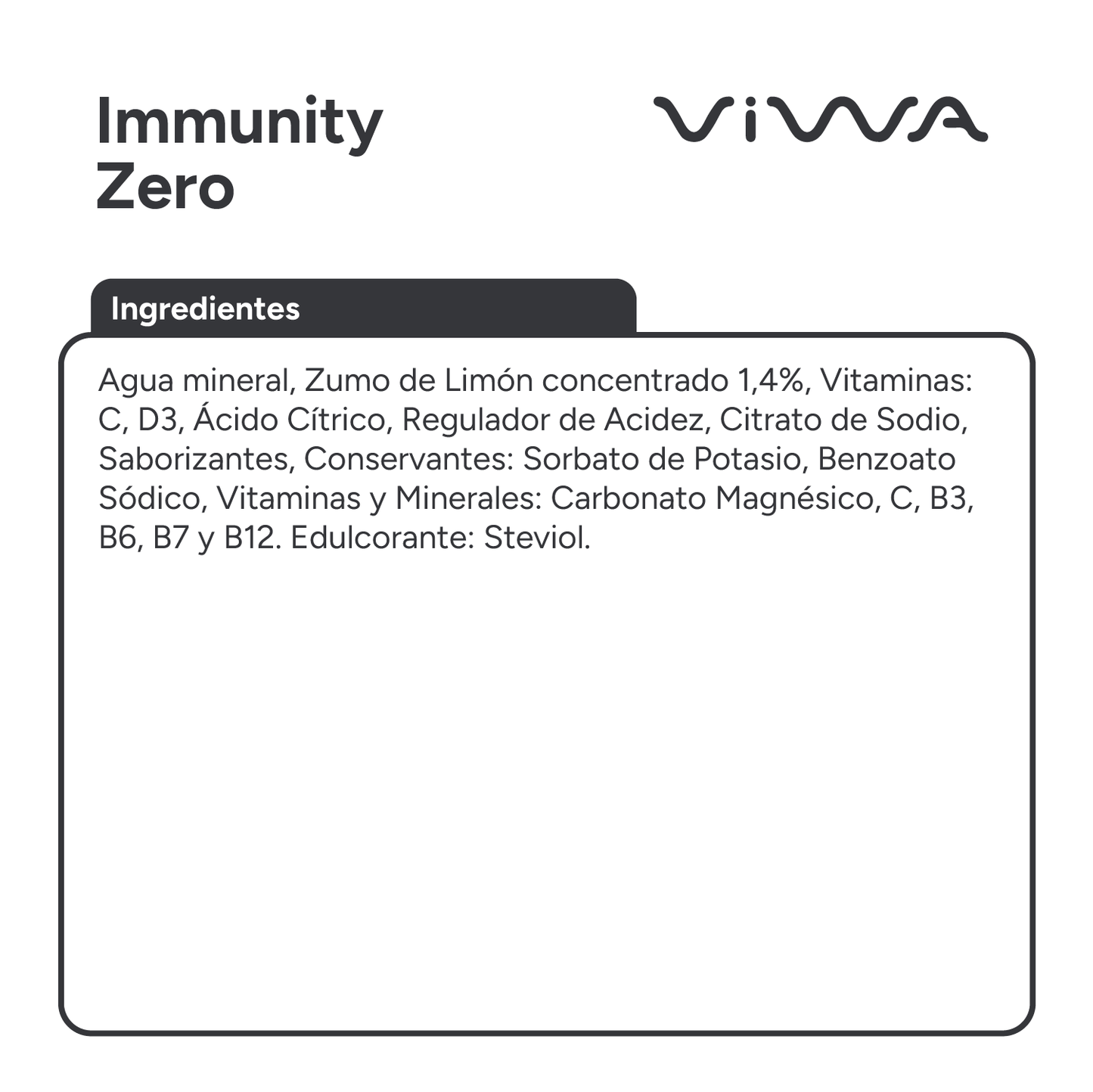 Viwa VitaminWater Immunity - Bebida Refrescante Cero Azúcar con Vitaminas C y D. Sabor Limón - 330ml, Pack de 24