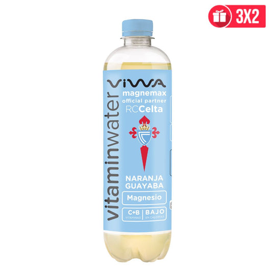 VIWA VitaminWATER RC Celta Mangemax - Pack 12 x 600 ml - Agua Mineral sin Gas con Sabor a Naranja y Guayaba, Enriquecida con Magnesio y Vitaminas