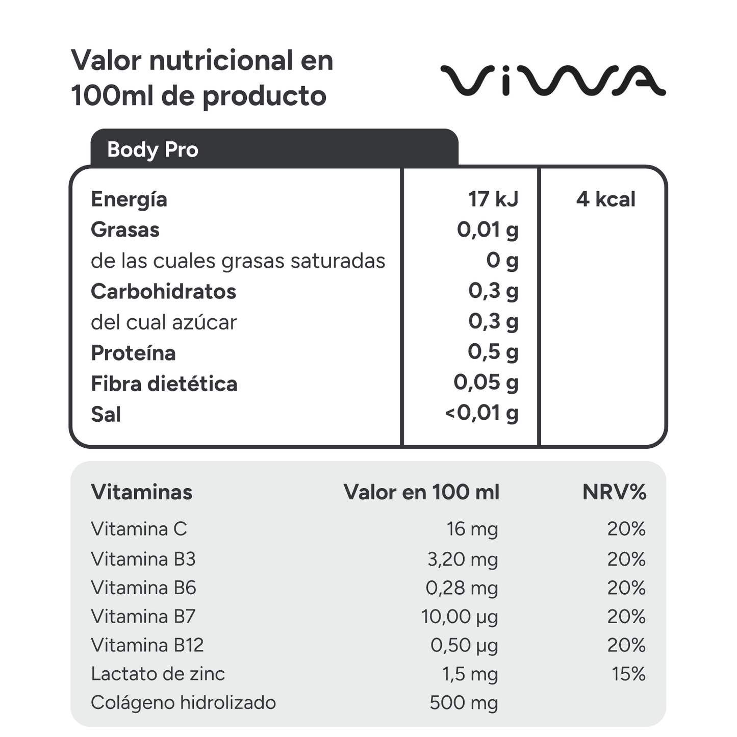 Viwa VitaminWater Body Pro - Bebida Refrescante Cero Azúcar con Colágeno y Vitaminas C y B. Sabor Naranja y Fruta de la Pasión - 330ml, Pack de 24