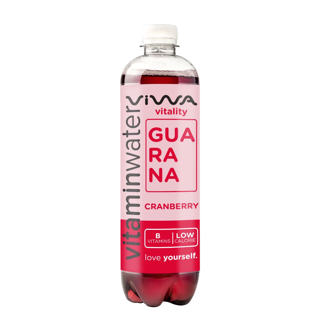 VIWA VitaminWATER Vitality - Pack 12 x 600 ml - Agua Mineral sin Gas con Sabor a Arándanos, Enriquecida con Cafeína y Vitaminas